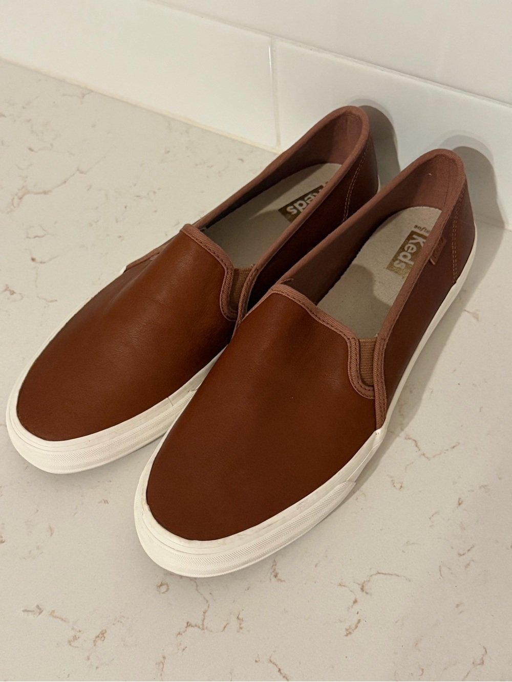 Keds Woman Double Decker Leather Slip-on Shoes | Size 9.5